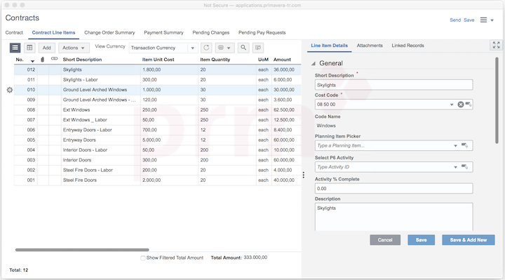 Primavera Unifier Sözleşme Formu Primavera Unifier Sözleşme Formu